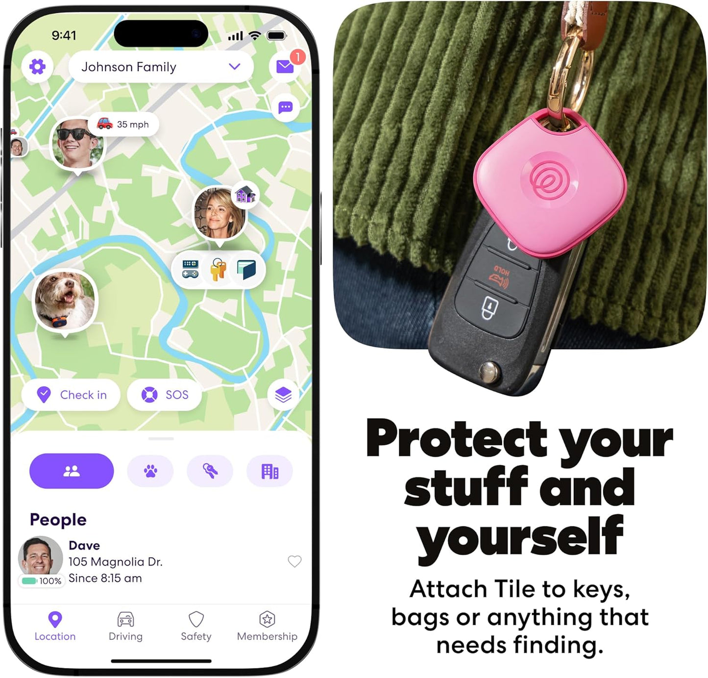 Life360 Tile - Bluetooth Tracker, Keys Finder and Item Locator for Keys, Bags and More. Phone Finder. Both iOS and Android Compatible. 2-Pack (Black/White)