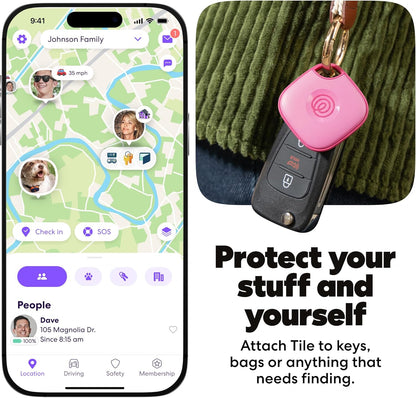 Life360 Tile - Bluetooth Tracker, Keys Finder and Item Locator for Keys, Bags and More. Phone Finder. Both iOS and Android Compatible. 2-Pack (Black/White)
