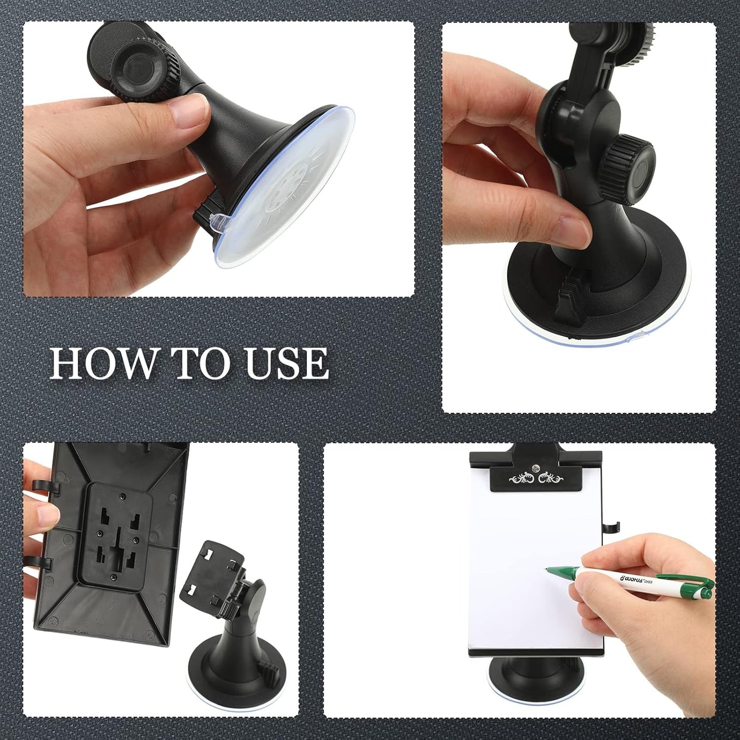 Harloon 2 Pcs Car Notepad Holder with Mount Car Memo Pad with Pen Pad Mount Clip Board Dashboard Clipboard Universal Suction Cup Message Flexible Neck Stationary Set for Home Office Kitchen Supplies