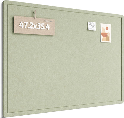 Fluxynara Bulletin Board, 23.6" x 17.5" Cork Board Alternative with 12 Safe Removable Adhesive Tabs, Foldable Felt Pin Board for Home Office, Classroom, Bedroom,Entryway for Walls—Sage