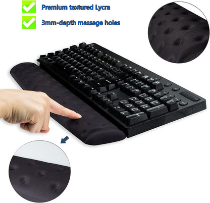 BRILA Memory Foam Mouse & Keyboard Wrist Rest Support Pad Cushion Set for Computer, Laptop, Office Work, PC Gaming - Massage Holes Design - Easy Typing Wrist Pain Relief (Nebula)