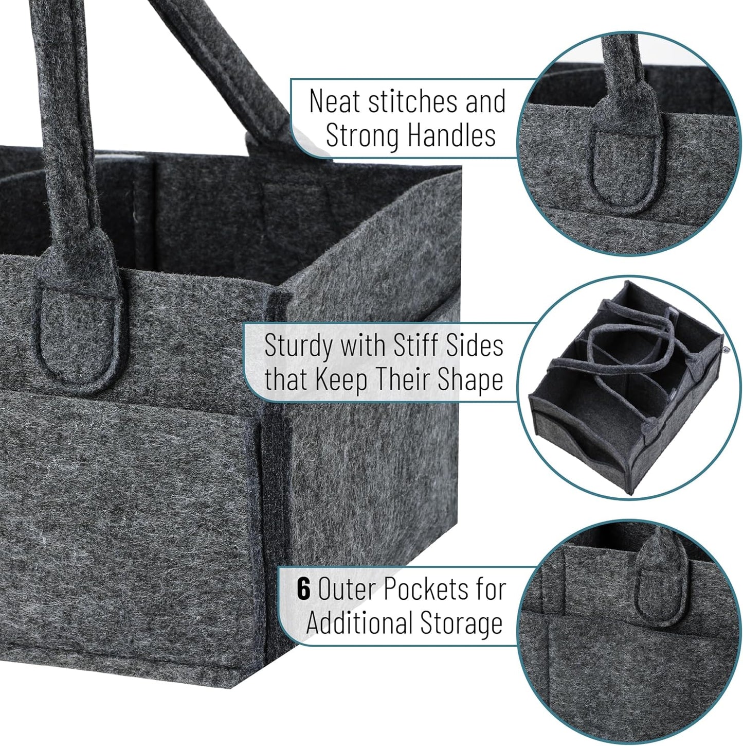 Mr. Pen- Baby Diaper Caddy Organizer, Gray, Medium, Nursery Storage Bin and Car Organizer for Diapers and Baby Wipes