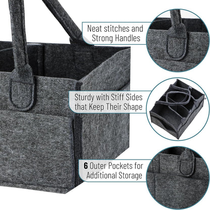 Mr. Pen- Baby Diaper Caddy Organizer, Gray, Medium, Nursery Storage Bin and Car Organizer for Diapers and Baby Wipes