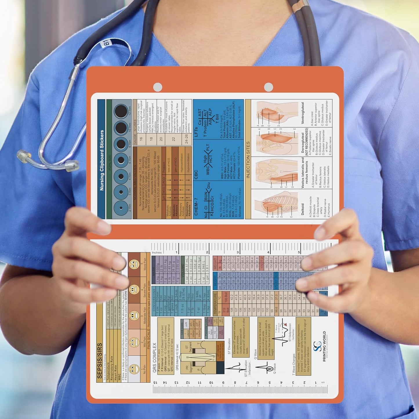 Nursing Clipboard with Nursing and Medical Edition Cheat Sheets Nursing School Essentials - Aluminum Foldable Nurse Clip Boards Essential Accessory for Efficient Patient Care (Mint)