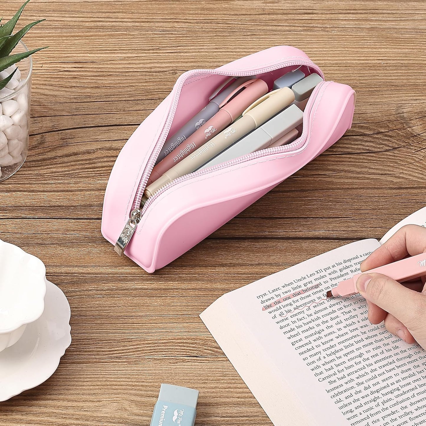 Mr. Pen- Silicone Pencil Case, Aesthetic Pencil Bag for Women, Makeup Pouch, Multifunctional Pouch for Stationery, Cosmetics and Electrical Goods Storage