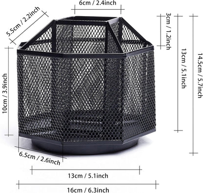 Exerz Desk Organiser/Mesh Desk Tidy Candy/Pen Holder/Multifunctional Organiser 360 Rotating