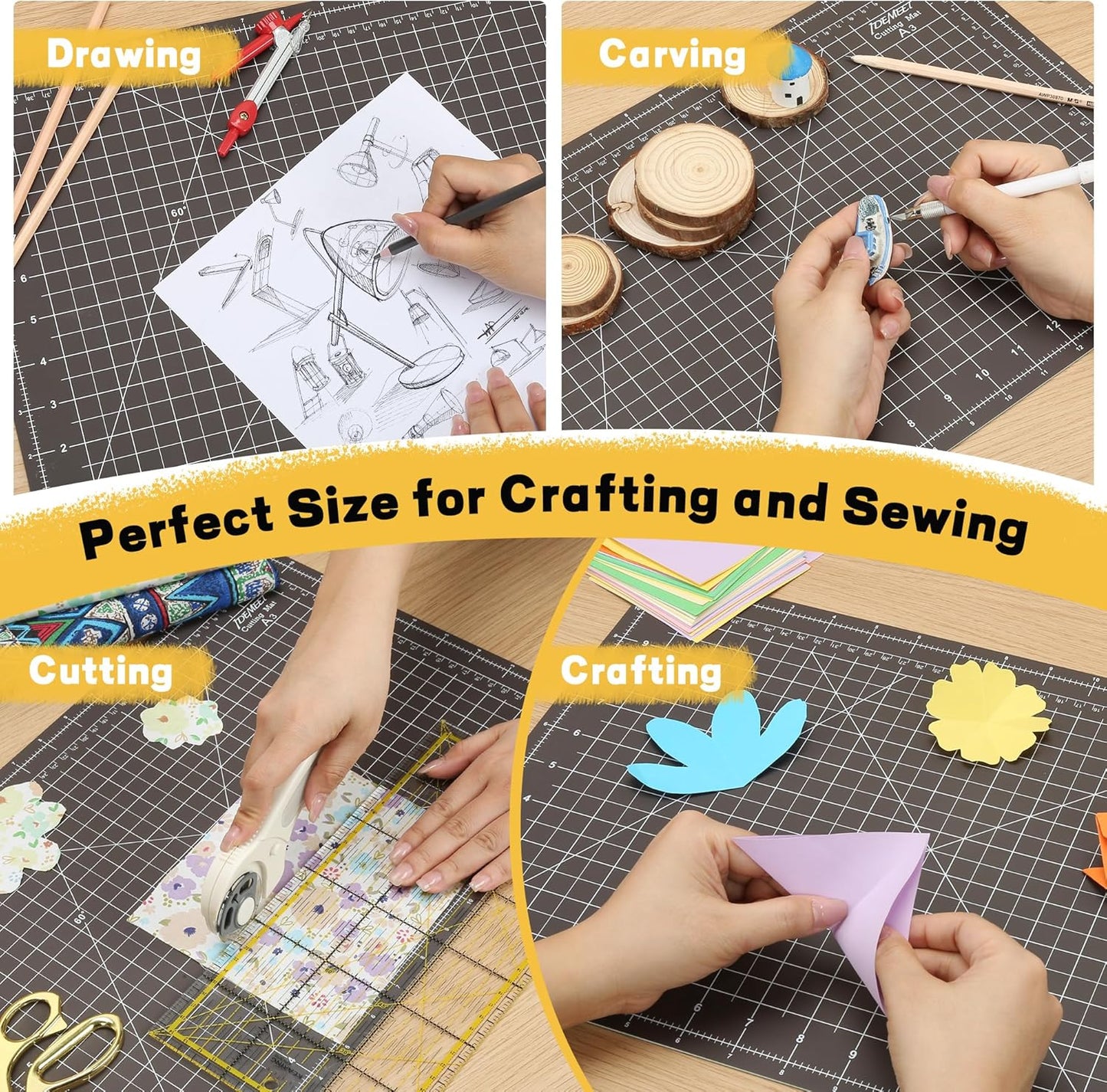 Premium Self Healing Cutting Mat 18'' x 12'', A3 Non-slip Sewing Mat for Quilting, 5-Ply Rotary Cutting Board Double-Sided for Crafts Cutting Fabric Scrapbooking Modeling Projects, Anthracite Gray