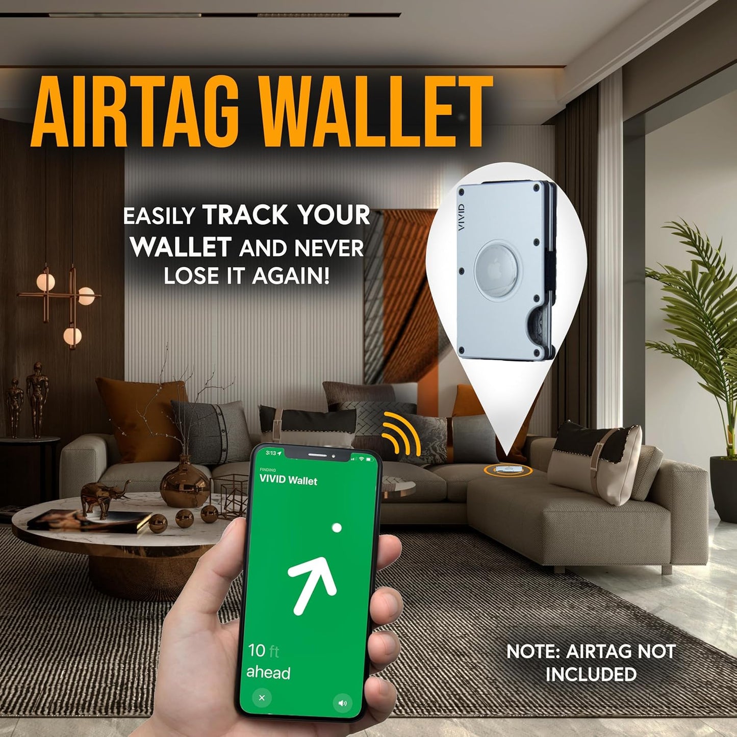 VIVID Carbon Fiber AirTag Wallet for Men - Slim, Modern, RFID Blocking, Scratch Resistant, Credit Card AirTag Holder, Easy Access Cards, Money Clip, Mens Wallet (Carbon Fiber)
