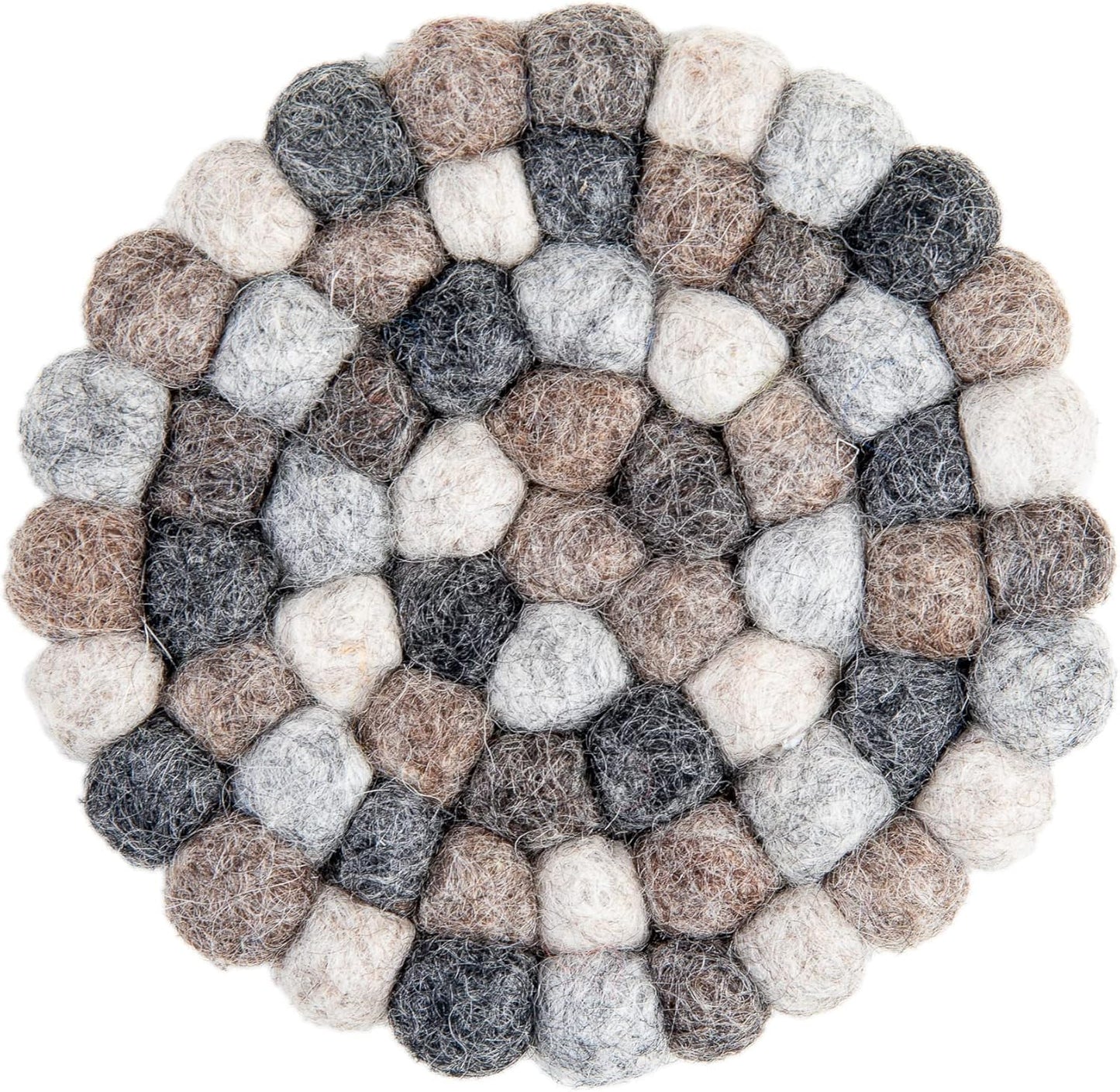Round Felt Ball Coasters - 100% Merino Wool Table Coasters - Felt Coaster Pads, Absorbent Trivet for Drinks - Heat Resistant, Thick & Durable Hand Felted - Woolygon - Multicolor Set of 5 (Rainbow)