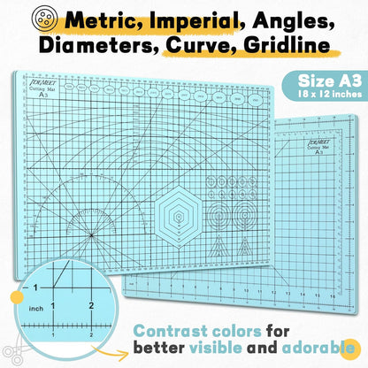 Premium Self Healing Cutting Mat 18'' x 12'', A3 Non-slip Sewing Mat for Quilting, 5-Ply Rotary Cutting Board Double-Sided for Crafts Cutting Fabric Scrapbooking Modeling Projects, Anthracite Gray
