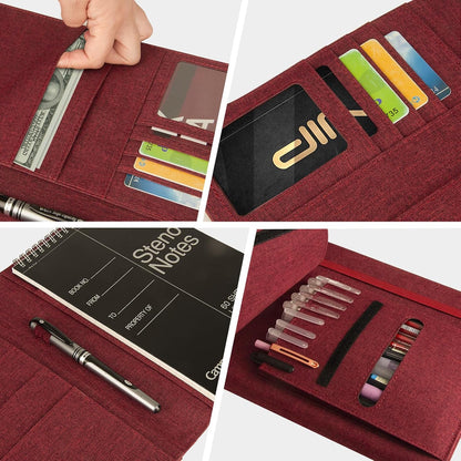 Journal Cover for Rocketbook Flip | 6"x9" Steno Pad Holder & Top Spiral Notebook Cover | Waterproof Folio with Pen Loop & File Pocket for A5, Executive Size Notebooks (Black)