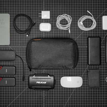 Peak Design Small Tech Pouch, Black, Electronics Organizer for Travel or Everyday Carry, Origami-Style Storage, Cable Pass-Through, Weatherproof Recycled Nylon, Gear Carry Bag for Men and Women