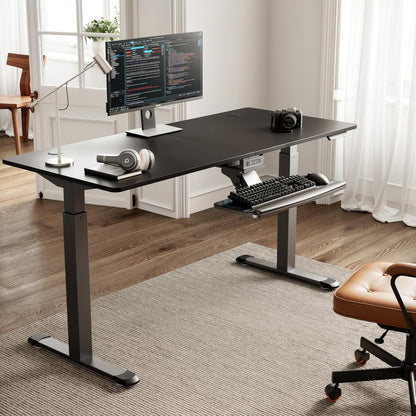 EUREKA ERGONOMIC Height Adjustable Mouse & Keyboard Tray Under Desk, 28x10'' Large Slide Out Swivel Tilt Computer Keyboard Drawer with Pad for Gaming Home Office, Dual Mount