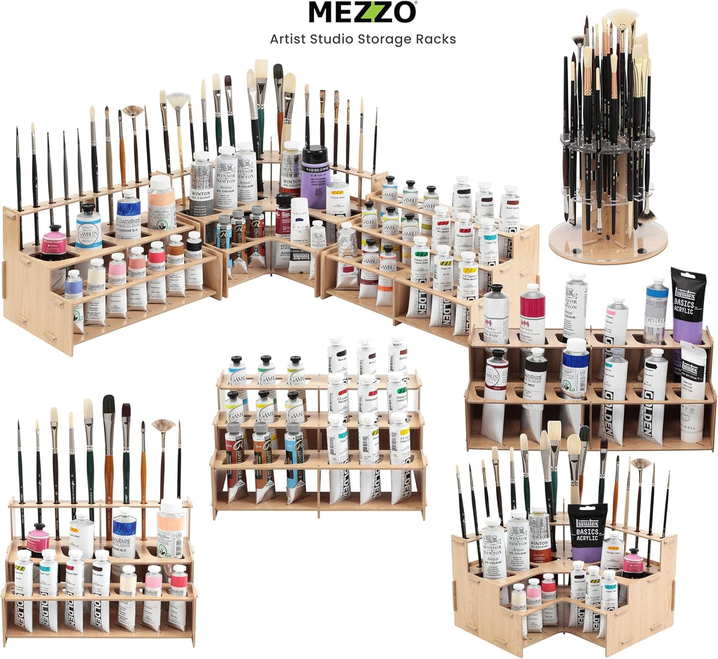 HG Art Concepts Mezzo Artist Drawing Rack - Wood Grain Laminate Multi Layer Desk Stand Professional Storage Display Organizer for Pens, Pencils, Drafting and all other Drawing Tools