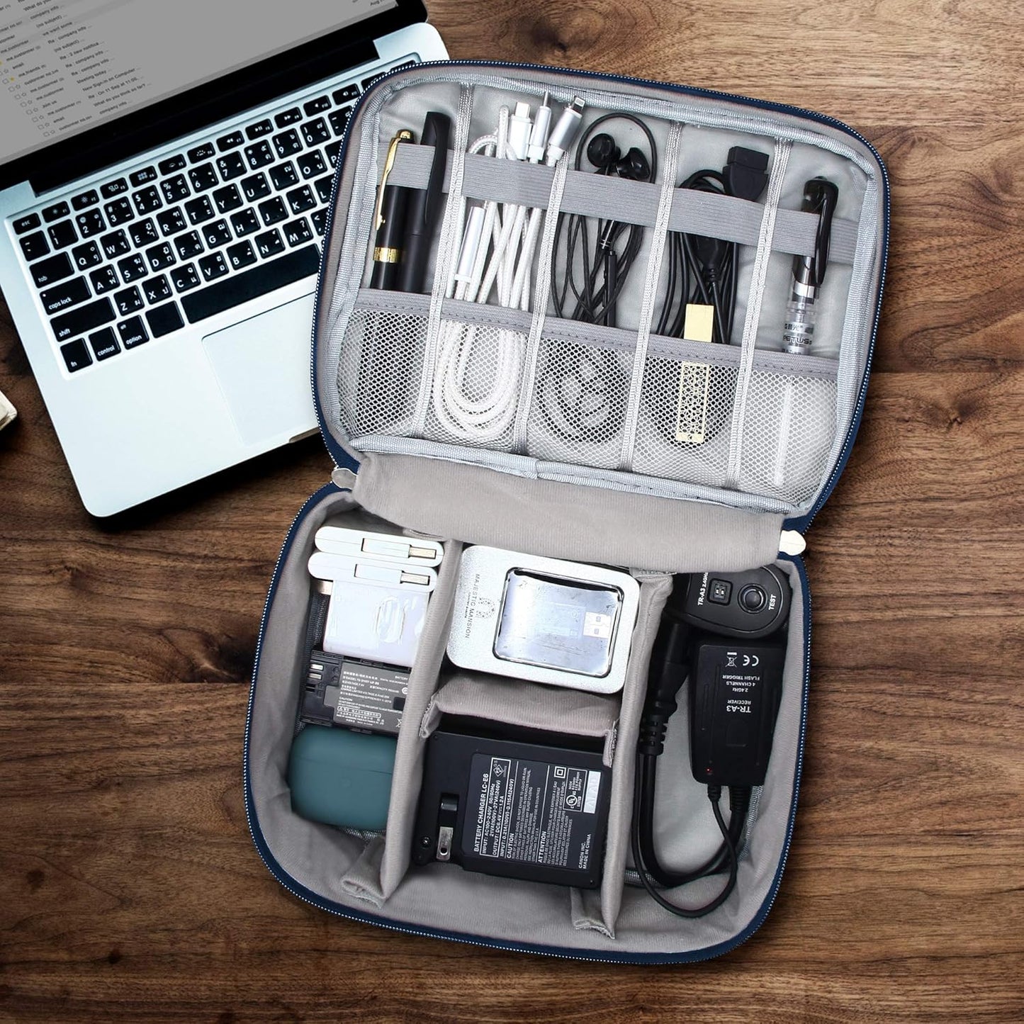 SELLYFELLY Electronic Bag Travel Cable Accessories Bag Waterproof Double Layer Electronics Organizer Portable Storage Case for Cable, Cord, Charger, Phone, Adapter, Power Bank, Kindle, Hard Drives