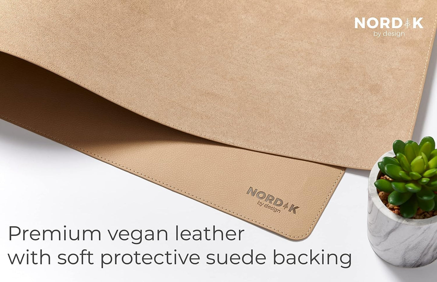 Nordik Leather Desk Mat Cable Organizer - Pebble Black 35 X 17 inch - Premium Mouse Mat - Felt Vegan Leather Desk Pad Protector - Desk Blotter Matt Keyboard - Large Desk Matt for Desktop Computer