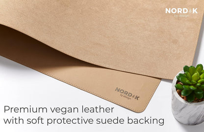 Nordik Leather Desk Mat Cable Organizer - Pebble Black 35 X 17 inch - Premium Mouse Mat - Felt Vegan Leather Desk Pad Protector - Desk Blotter Matt Keyboard - Large Desk Matt for Desktop Computer