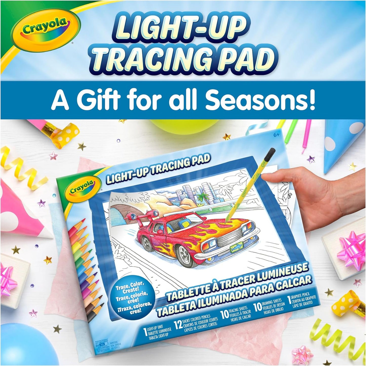 Crayola Light Up Tracing Pad Pink, Best Birthday Gifts for Girls & Boys, 6, 7, 8 Year Olds, Kids Toys, Light Box Art Kit for Kids [Amazon Exclusive]