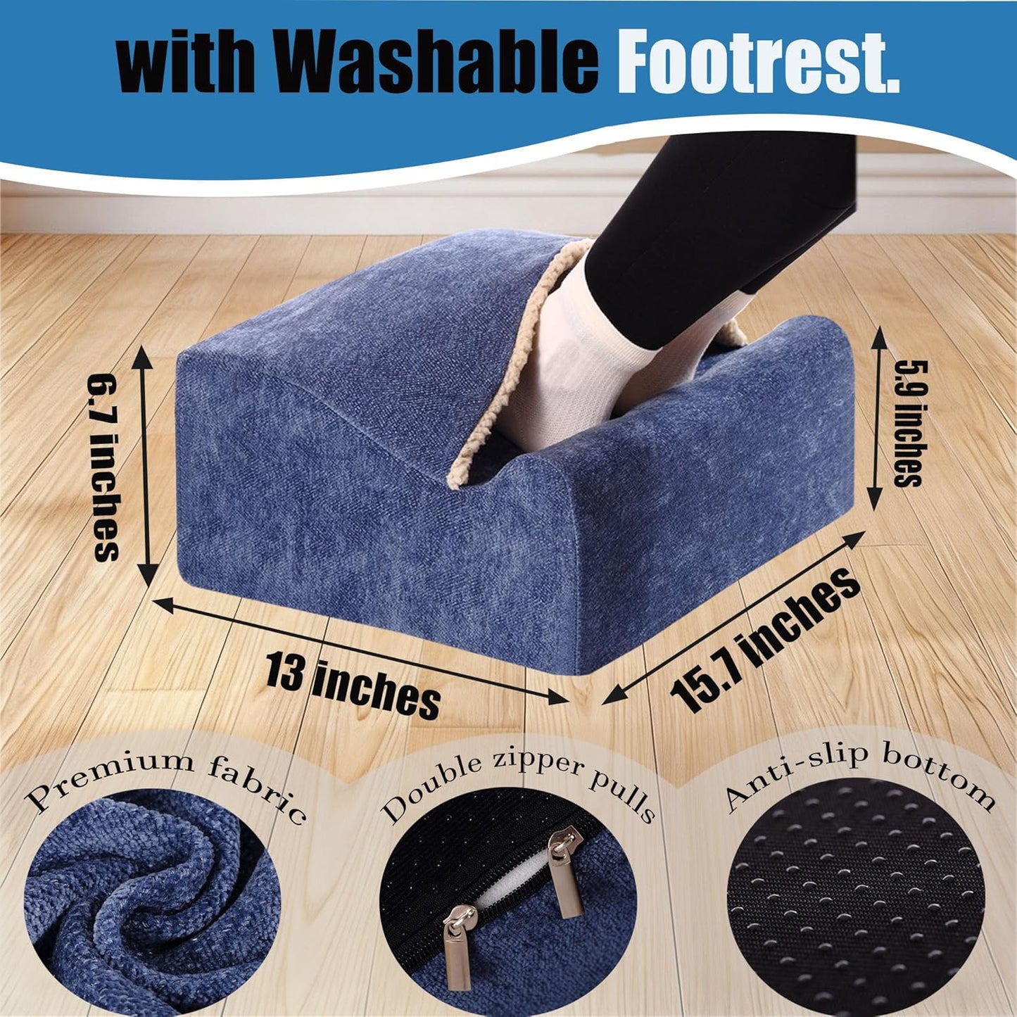 Foot Rest for Under Desk at Work,At Work Soft Ergonomic Footrest,Support Foot Pillow,Heel Chair,Leg Elevation Pillow,(Blue)