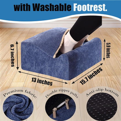 Foot Rest for Under Desk at Work,At Work Soft Ergonomic Footrest,Support Foot Pillow,Heel Chair,Leg Elevation Pillow,(Blue)