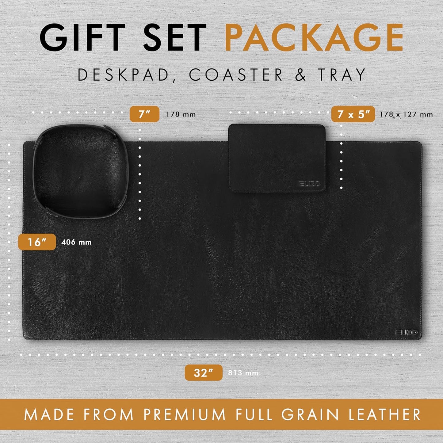 ELIZO Leather Desk Pad Real Leather Desk Mat Thick (3mm) Double Layer (31x15.6) Cover Blotter Desk Protector Large Computer Mat for Keyboard Mouse Pad Table Laptop Mat Office Accessories - Antique