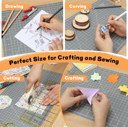 Premium Self Healing Cutting Mat 18'' x 12'', A3 Non-slip Sewing Mat for Quilting, 5-Ply Rotary Cutting Board Double-Sided for Crafts Cutting Fabric Scrapbooking Modeling Projects, Anthracite Gray
