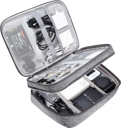 SELLYFELLY Electronic Bag Travel Cable Accessories Bag Waterproof Double Layer Electronics Organizer Portable Storage Case for Cable, Cord, Charger, Phone, Adapter, Power Bank, Kindle, Hard Drives