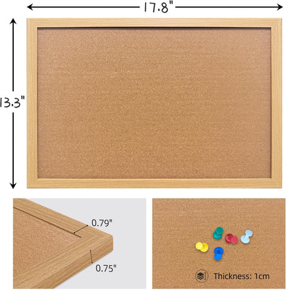 Cork Bulletin Board, 11x14 Inches Hanging Cork Board Wooden Framed with Pins for Wall, Dorm Room, Office, Home Decor – Natural Cork & Black Frame