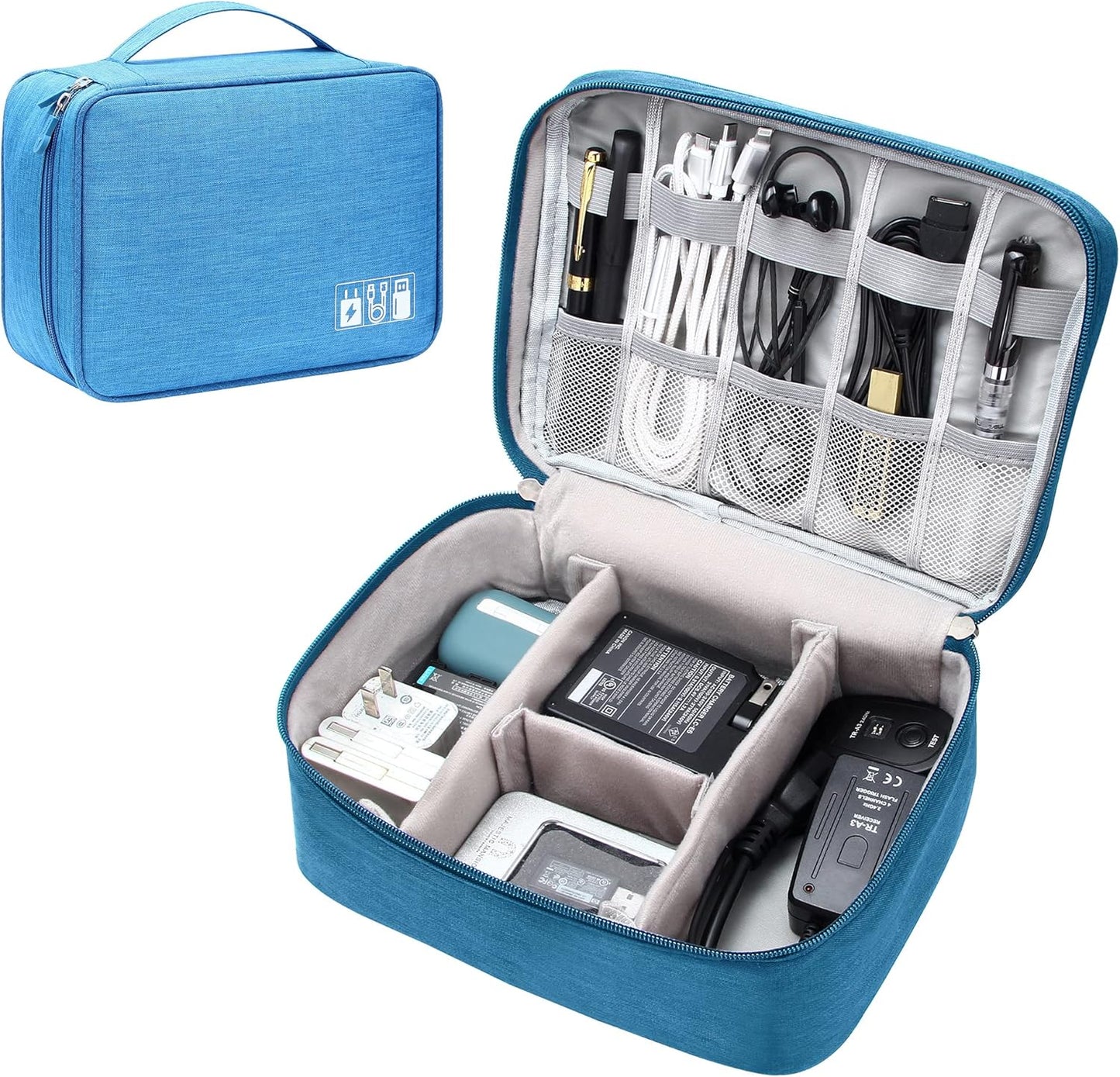 SELLYFELLY Electronic Bag Travel Cable Accessories Bag Waterproof Double Layer Electronics Organizer Portable Storage Case for Cable, Cord, Charger, Phone, Adapter, Power Bank, Kindle, Hard Drives