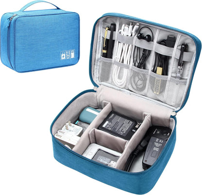 SELLYFELLY Electronic Bag Travel Cable Accessories Bag Waterproof Double Layer Electronics Organizer Portable Storage Case for Cable, Cord, Charger, Phone, Adapter, Power Bank, Kindle, Hard Drives