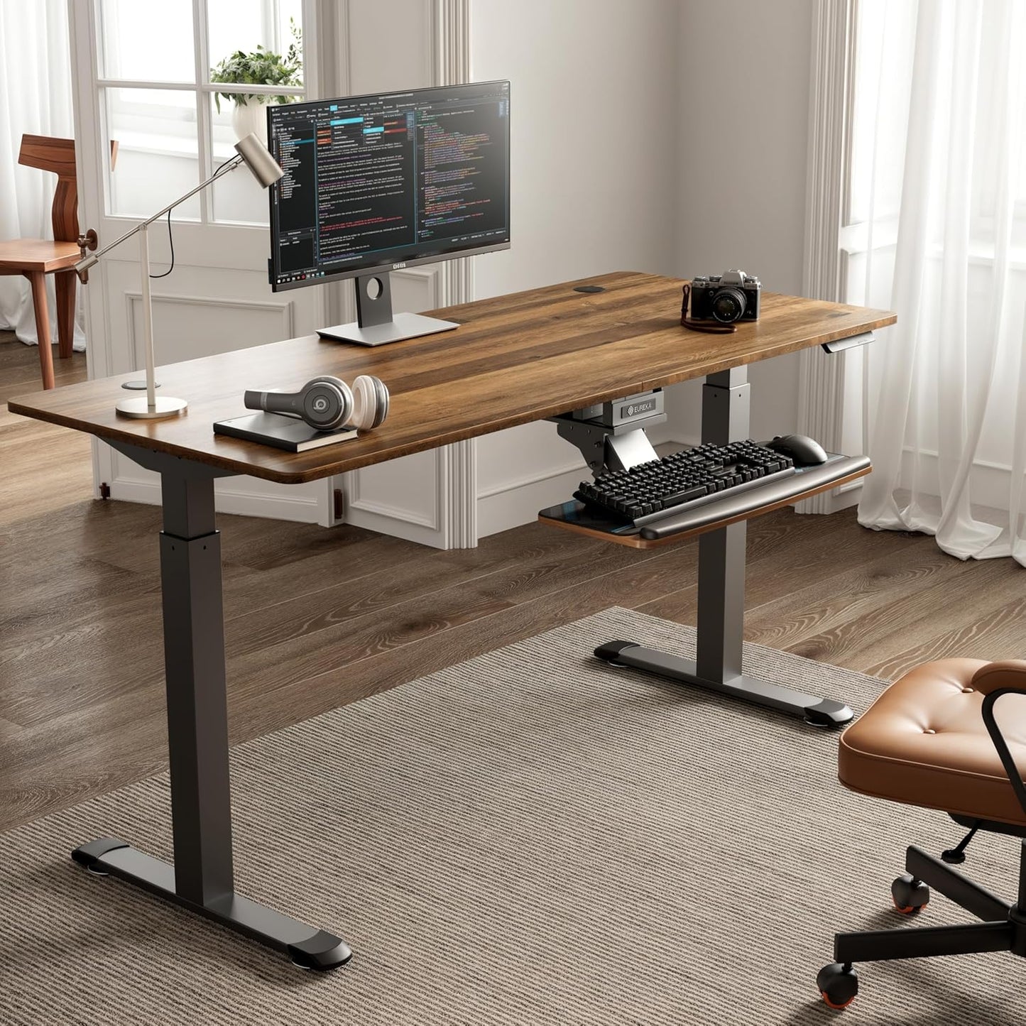 EUREKA ERGONOMIC Height Adjustable Mouse & Keyboard Tray Under Desk, 28x10'' Large Slide Out Swivel Tilt Computer Keyboard Drawer with Pad for Gaming Home Office, Dual Mount