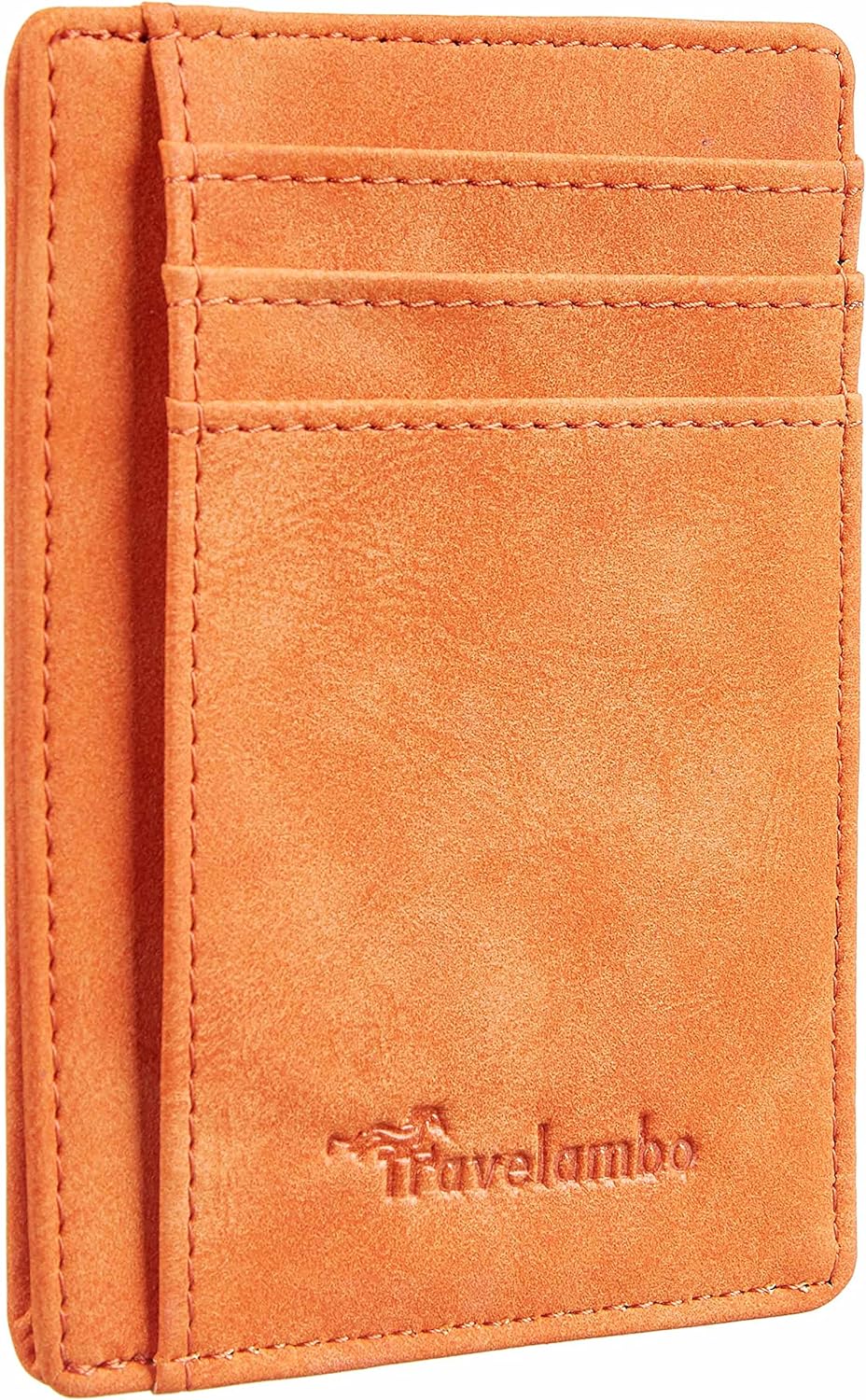 Travelambo Slim Wallet Front Pocket Minimalist Leather RFID Blocking Medium Size