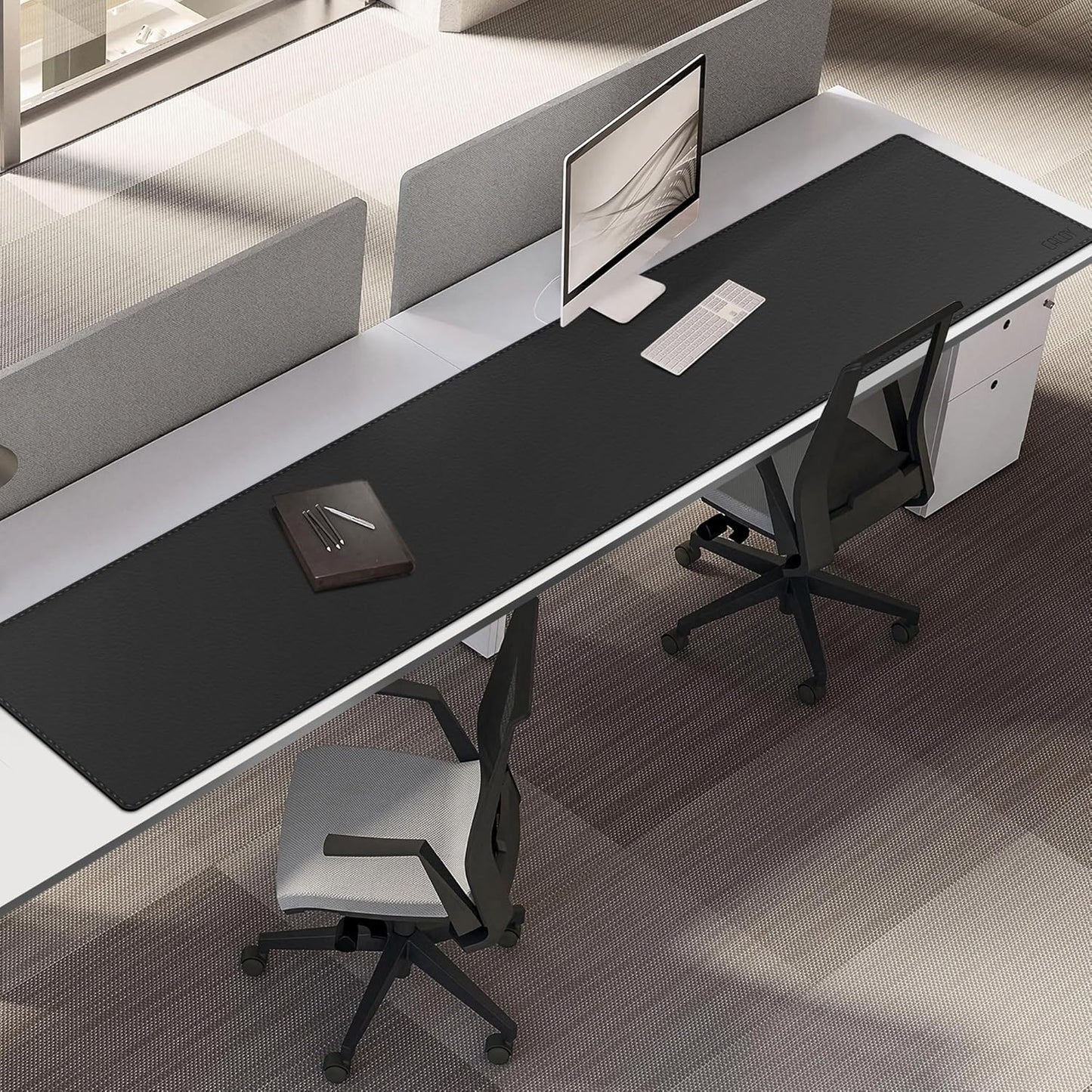 Cacoy 36" x 20" Leather Desk Mat for Home Office, Extra Large PU Leather Desk Pad Blotters, Waterproof Computer Keyboard Mat, Extended Gaming Mouse Pad, Desk Protector for Desktop and PC Laptop, Black
