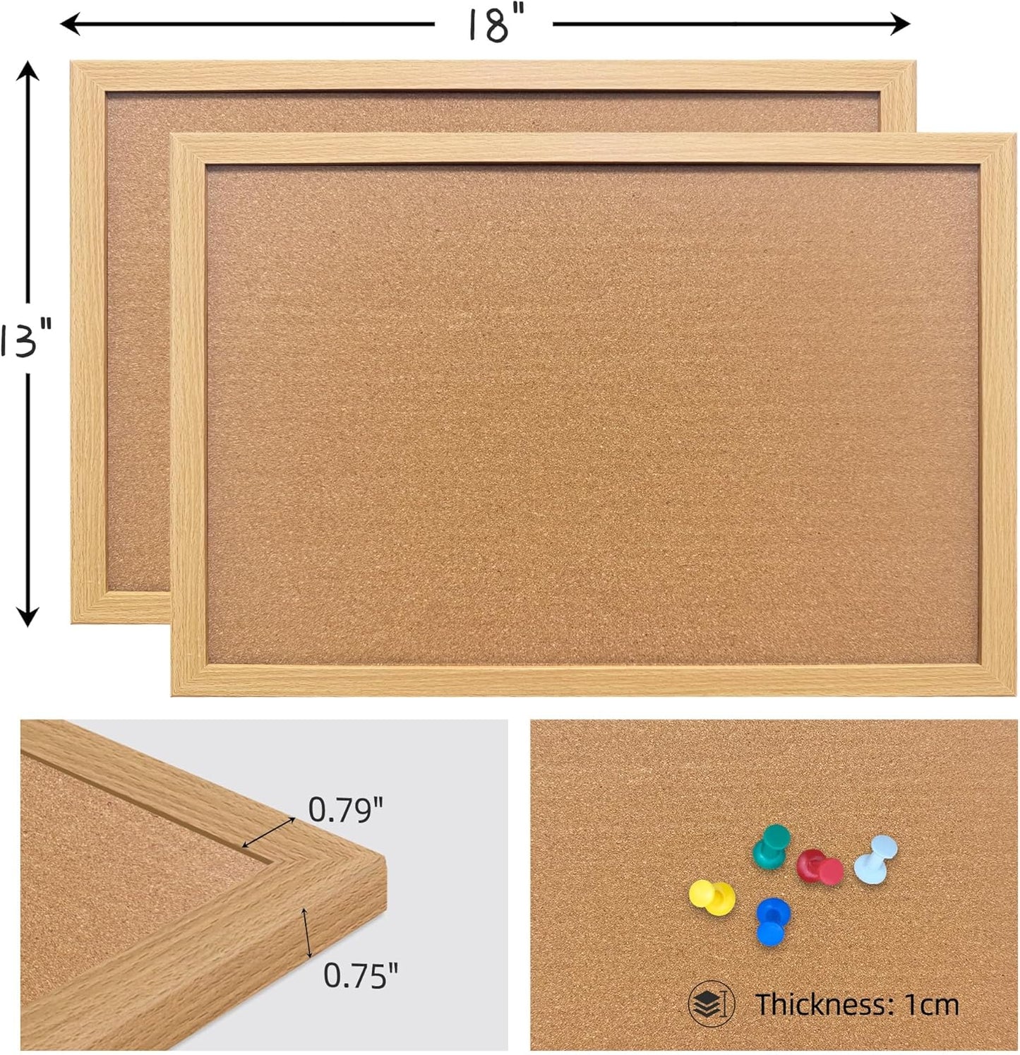 Cork Bulletin Board, 11x14 Inches Hanging Cork Board Wooden Framed with Pins for Wall, Dorm Room, Office, Home Decor – Natural Cork & Black Frame