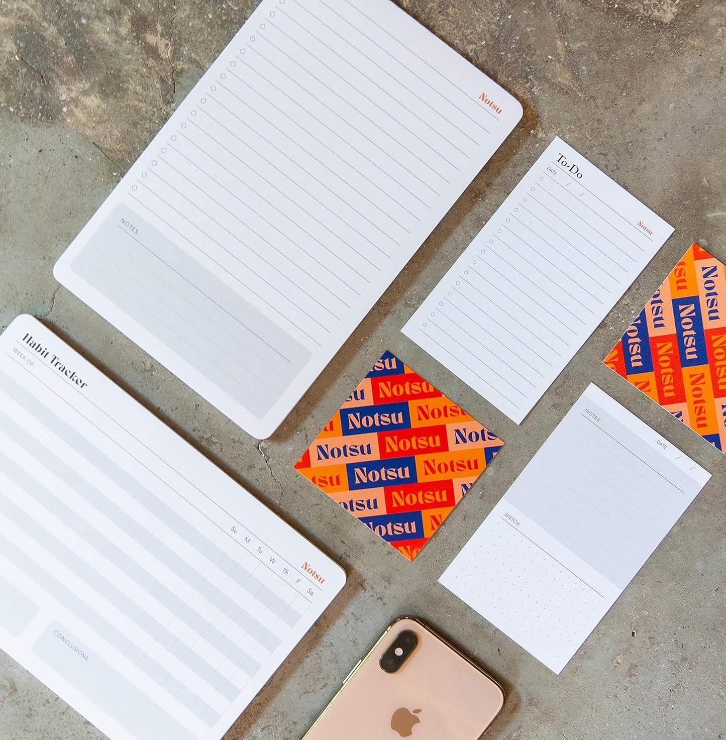Notsu Weekly Habit Tracker Notepad | Goals Planner Pad and Self Care To Do List | 50 Tear Off Pages, 8.5” x 5.5”