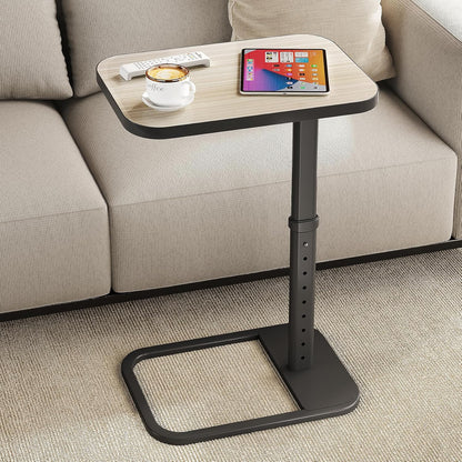 Kitstorack TV Tray Table, Adjustable Height & Flip-Top & Rounded Metal Corners, Snack Table for Couch, Sofa, Bed, Chair, Living Room, C Shaped End Side Table for Eating, Dinner or Laptop, Small Spaces