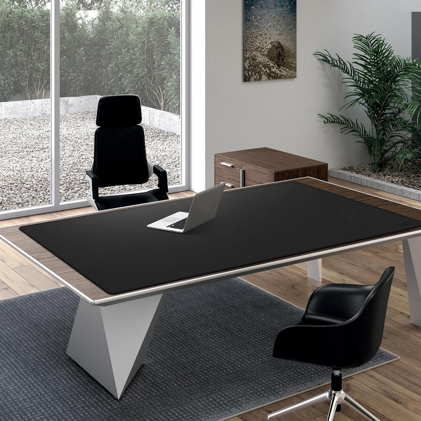 Cacoy 36" x 20" Leather Desk Mat for Home Office, Extra Large PU Leather Desk Pad Blotters, Waterproof Computer Keyboard Mat, Extended Gaming Mouse Pad, Desk Protector for Desktop and PC Laptop, Black