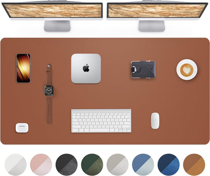 AFIING Desk Pad Protector 23.6" x 13.7" - Non-Slip Waterproof PU Leather Desk Mat for Mouse, Keyboard, Laptop, Office and Home Workspace (Beige)