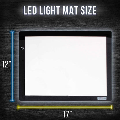 U.S. Art Supply Lightmaster USB Powered 18.75" Diagonal Pro Artist Size (A4) 9"x12" LED Lightbox Board - 5-Volt Light Bright Thin 3/8" Profile LED Light Box Pad with 110V AC Power Adapter, USB Adapter