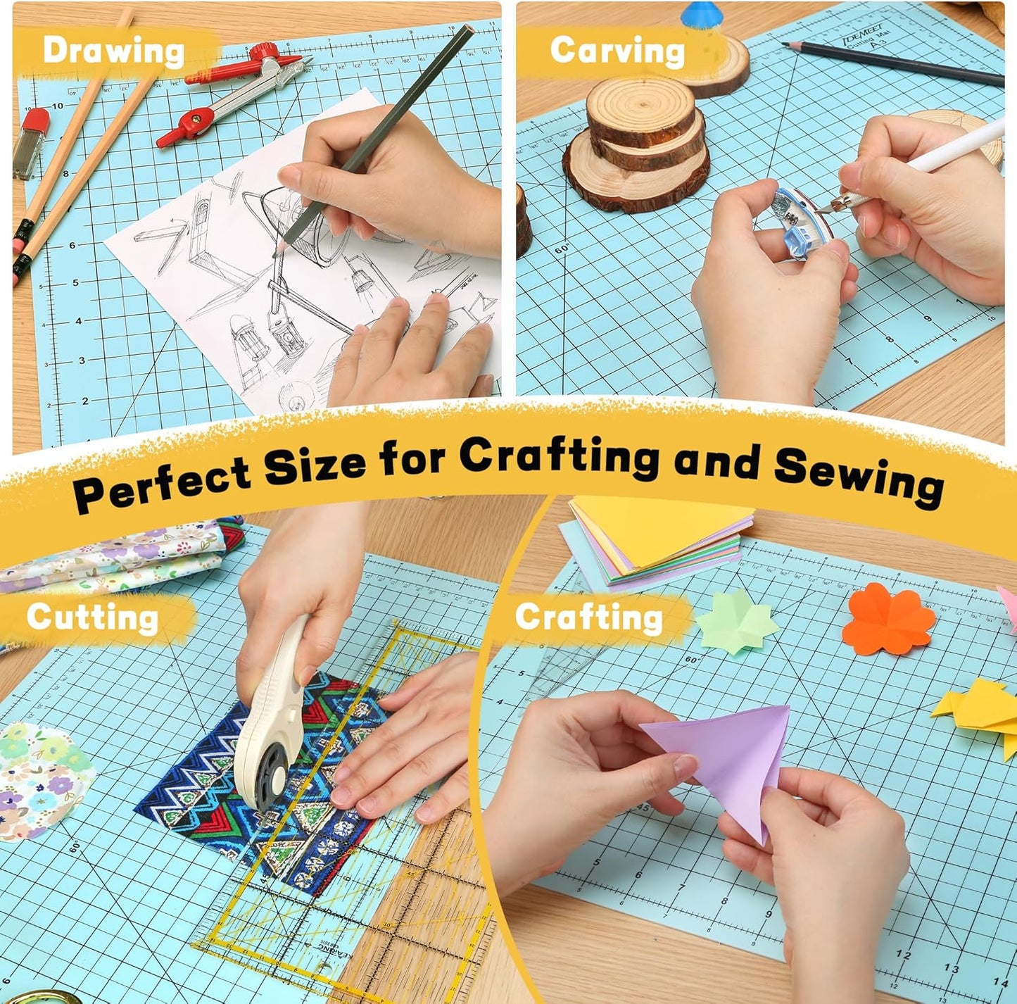 Premium Self Healing Cutting Mat 18'' x 12'', A3 Non-slip Sewing Mat for Quilting, 5-Ply Rotary Cutting Board Double-Sided for Crafts Cutting Fabric Scrapbooking Modeling Projects, Anthracite Gray