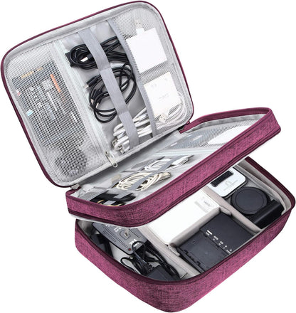 SELLYFELLY Electronic Bag Travel Cable Accessories Bag Waterproof Double Layer Electronics Organizer Portable Storage Case for Cable, Cord, Charger, Phone, Adapter, Power Bank, Kindle, Hard Drives