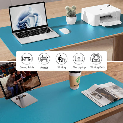 Aothia Non-Slip Waterproof PU Leather Desk Pad Protector for Mouse, Writing Desk, Office, Home, Laptop Blotter, 23.6" x 13.7", Black - Colors B