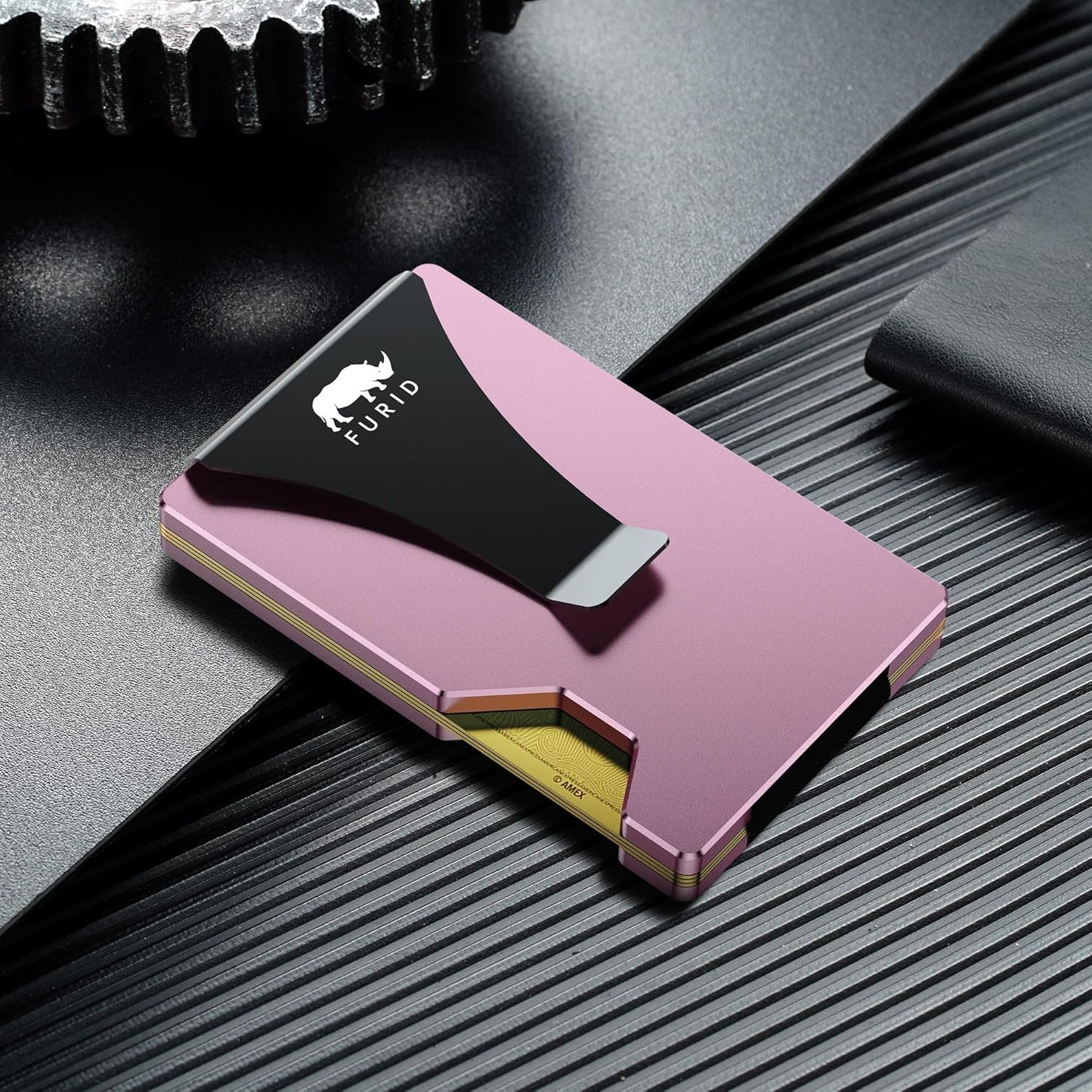furid Airtag Wallet Men Slim: Metal Wallets with Airtag Holder, Air Tag Wallet for Men with 2 Money Clip Replaceable Gift Boxed