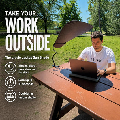 Livvie Cubicle Shade & Laptop Sun Shade for Working Outside — Adjustable Desk Shade Blocks Overhead Fluorescent Light & Window Glare — Foldable Cubicle Light Blocker for Light-Sensitive Workers