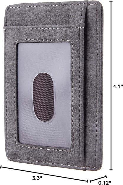 Travelambo Slim Wallet Front Pocket Minimalist Leather RFID Blocking Medium Size