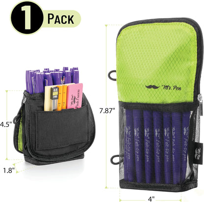 Mr. Pen- Standing Pencil Case Pouch, Sit & Lay Mesh-View Design, Black & Gray, Interior Pocket & 2 Elastic Binder Loops, Cute Pencil Case for Girls and Boys