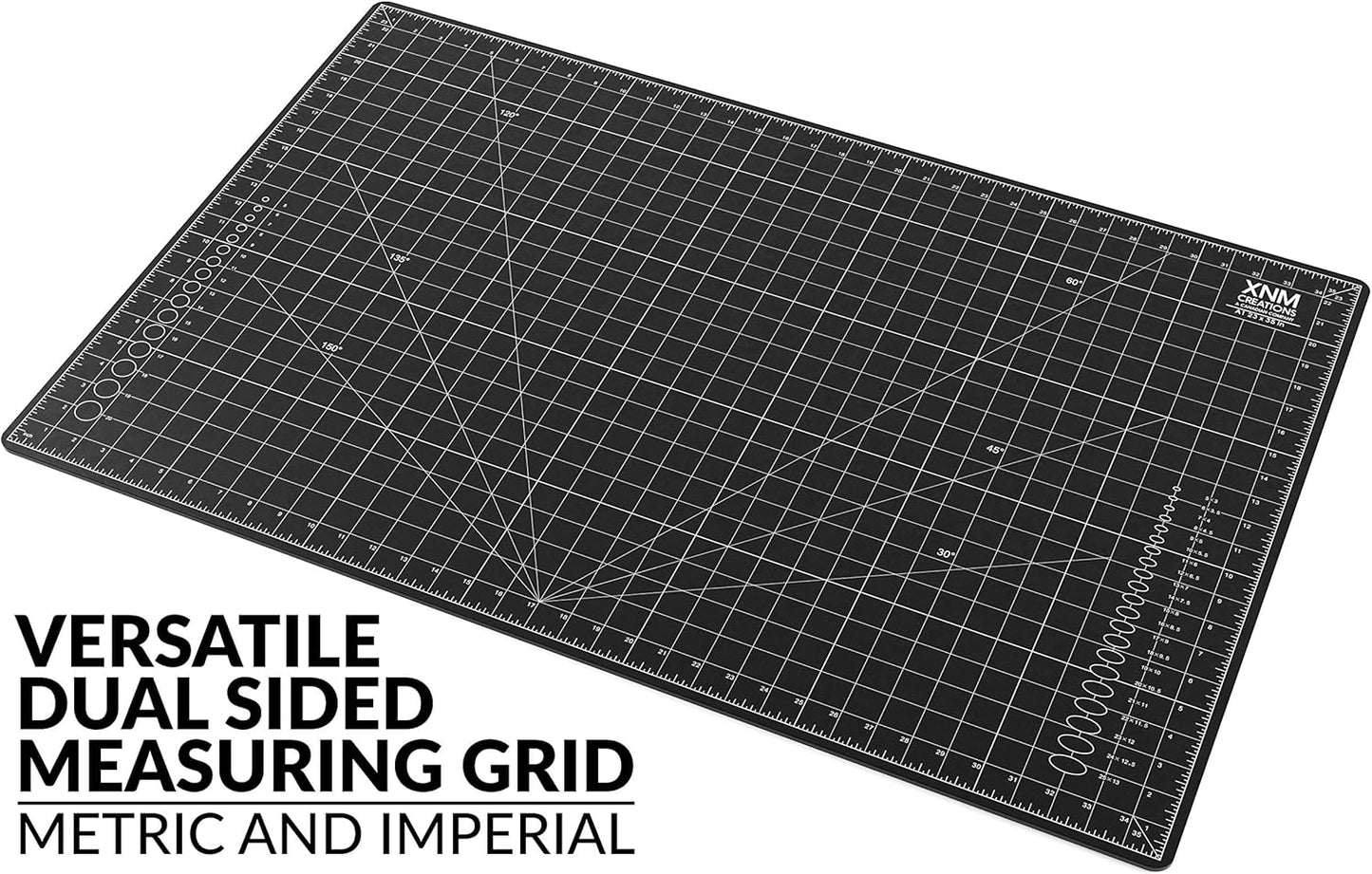 XNM Premium Self Healing Cutting Mat - 18 Inches by 24 inches - A2, 3 Layer Quality PVC Construction - Dual Sided, Imperial and Metric Grid Lines - Perfect for Cutting, Sewing, and Crafts