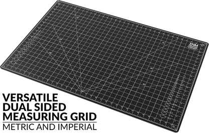 XNM Premium Self Healing Cutting Mat - 18 Inches by 24 inches - A2, 3 Layer Quality PVC Construction - Dual Sided, Imperial and Metric Grid Lines - Perfect for Cutting, Sewing, and Crafts