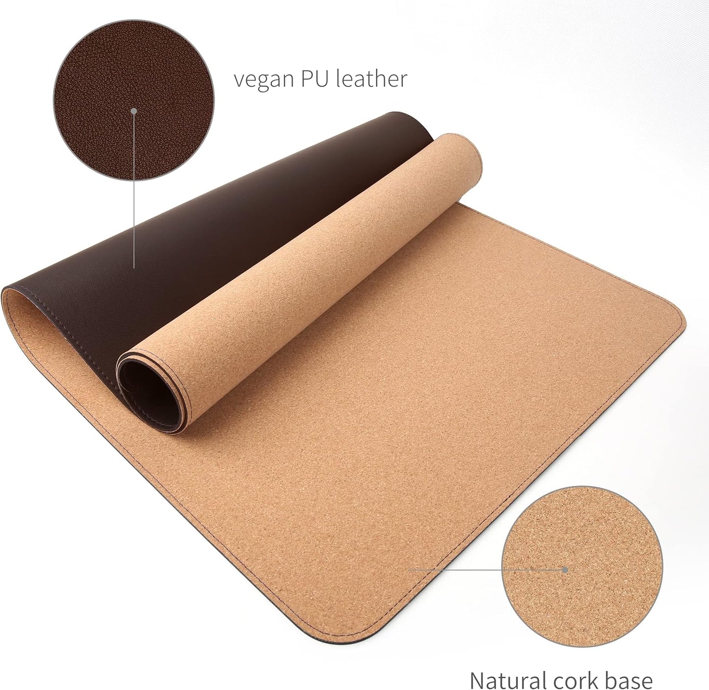 RENMTURE Dual-Sided Mouse Pad, Natural Cork & PU Leather Large Desk Pad for Office and Home Work, Desk Protector Non-Slip, Waterproof, Easy Clean (Olive Green, 32"x16")