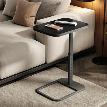 Kitstorack TV Tray Table, Adjustable Height & Flip-Top & Rounded Metal Corners, Snack Table for Couch, Sofa, Bed, Chair, Living Room, C Shaped End Side Table for Eating, Dinner or Laptop, Small Spaces
